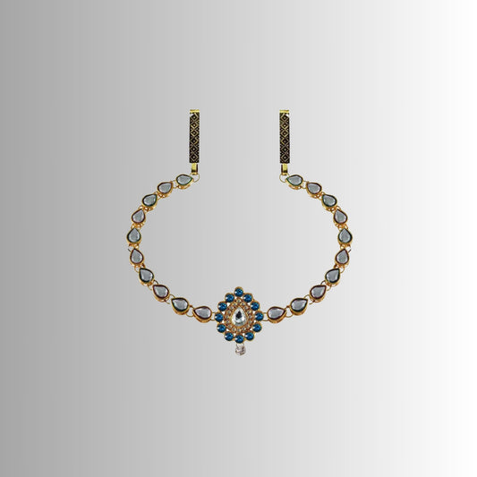 Multi Stone Stud-Gold Platted Brass  Waist Belt Pack Of-1 (sku-bro1046)
