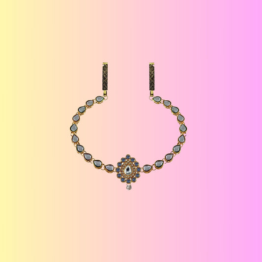 Multi Stone Stud-Gold Platted Brass  Waist Belt Pack Of-1 (sku-bro1048)
