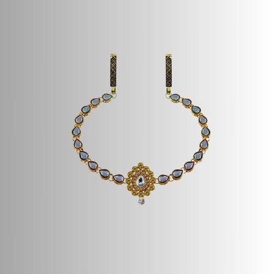 Multi Stone Stud-Gold Platted Brass  Waist Belt Pack Of-1 (sku-bro1050)