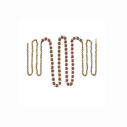 Pink Stone Stud-Gold Platted Brass  Waist Belt Pack Of-1 (sku-bro181)