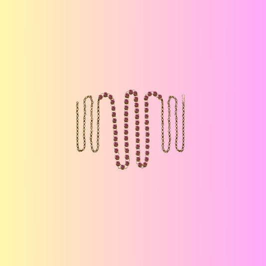 Pink Stone Stud-Gold Platted Brass  Waist Belt Pack Of-1 (sku-bro181)