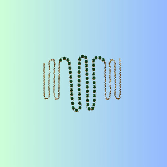 Green Stone Stud-Gold Platted Brass  Waist Belt Pack Of-1 (sku-bro184)
