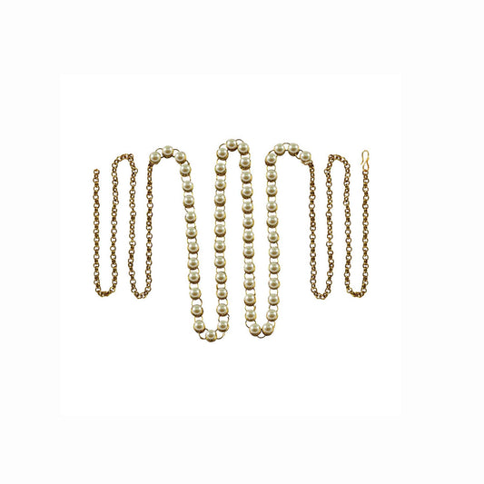 White Moti-Gold Platted Brass  Waist Belt Pack Of-1 (sku-bro188)