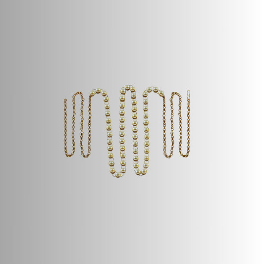 White Moti-Gold Platted Brass  Waist Belt Pack Of-1 (sku-bro188)