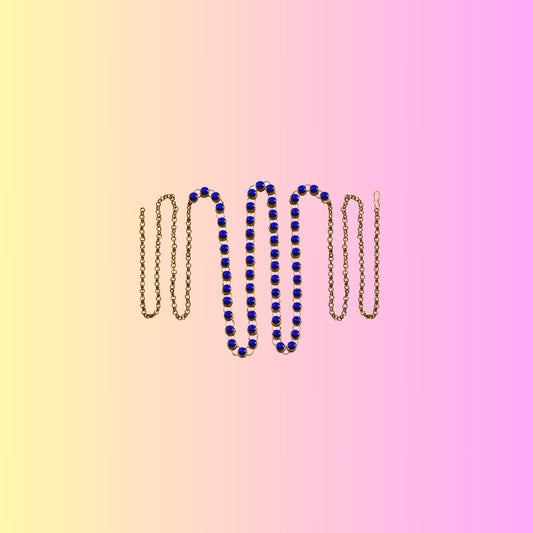 Blue Stone Stud-Gold Platted Brass  Waist Belt Pack Of-1 (sku-bro189)