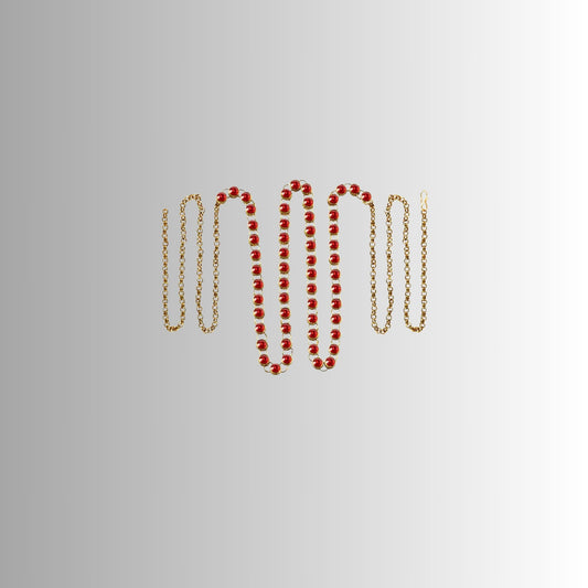 Red Stone Stud-Gold Platted Brass  Waist Belt Pack Of-1 (sku-bro192)