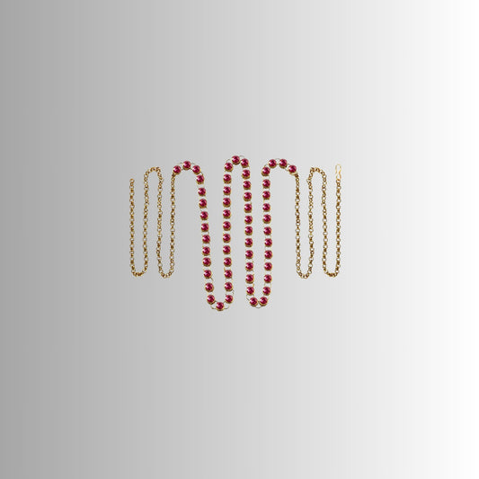 Pink Stone Stud-Gold Platted Brass  Waist Belt Pack Of-1 (sku-bro194)