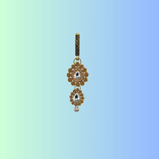 Golden Stone Stud-Gold Platted Brass  Key chain Pack Of-1 (sku-bro199)