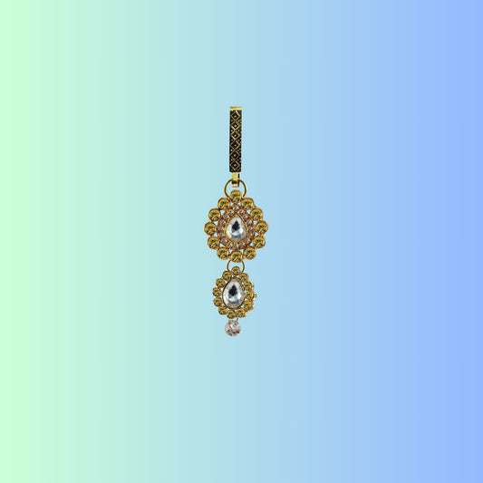 Golden Stone Stud-Gold Platted Brass  Key chain Pack Of-1 (sku-bro202)
