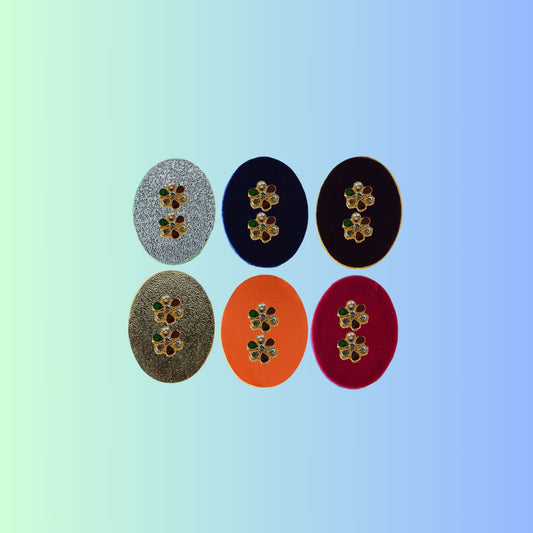 Multicolor  Kundun Stud Acrylic  Brooch Pack Of -6 (skubro2872)