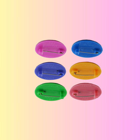 Multicolor  Kundun Stud Acrylic  Brooch Pack Of -6 (skubro2873)