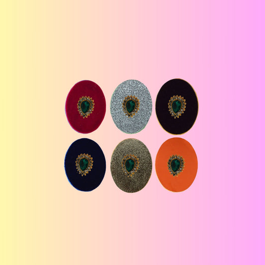 Multicolor  Kundun Stud Acrylic  Brooch Pack Of -6 (skubro2873)