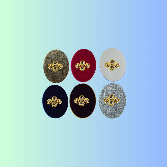 Multicolor  Kundun Stud Acrylic  Brooch Pack Of -6 (skubro2875)