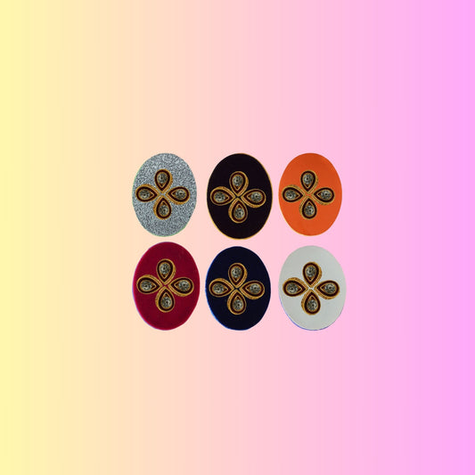 Multicolor  Kundun Stud Acrylic  Brooch Pack Of -6 (skubro2877)