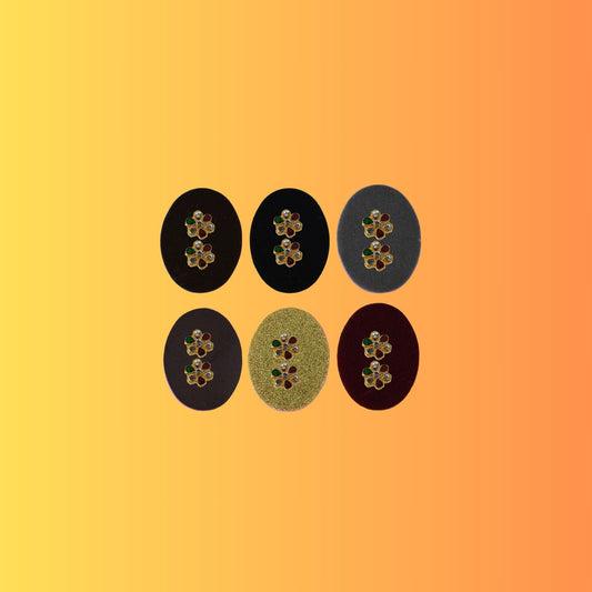 Multicolor  Kundun Stud Acrylic  Brooch Pack Of -6 (skubro2884)