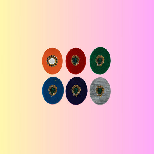 Multicolor  Kundun Stud Acrylic  Brooch Pack Of -6 (skubro2888)