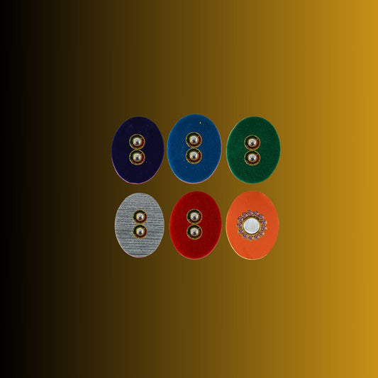 Multicolor  Kundun Stud Acrylic  Brooch Pack Of -6 (skubro2889)
