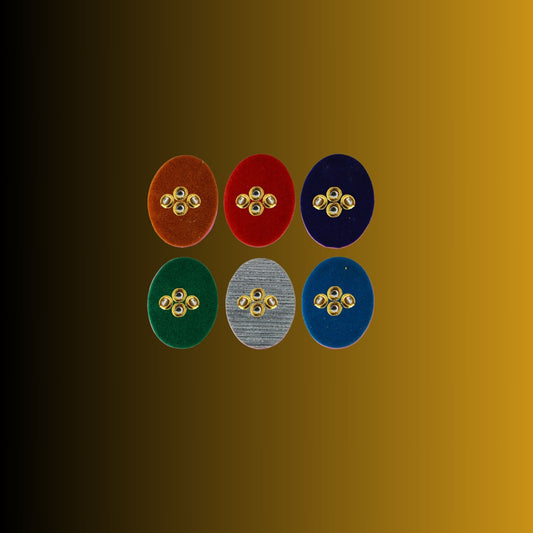 Multicolor  Kundun Stud Acrylic  Brooch Pack Of -6 (skubro2890)