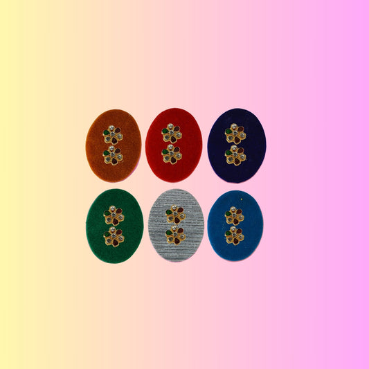 Multicolor  Kundun Stud Acrylic  Brooch Pack Of -6 (skubro2892)