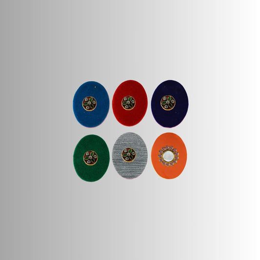 Multicolor  Kundun Stud Acrylic  Brooch Pack Of -6 (skubro2893)