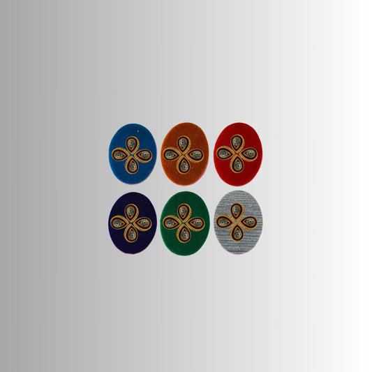 Multicolor  Kundun Stud Acrylic  Brooch Pack Of -6 (skubro2894)