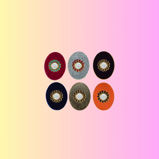 Multicolor  Kundun Stud Acrylic  Brooch Pack Of -6 (skubro2897)