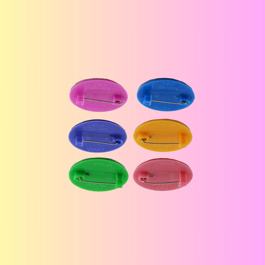 Multicolor  Kundun Stud Acrylic  Brooch Pack Of -6 (skubro2898)