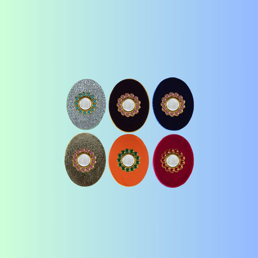 Multicolor  Kundun Stud Acrylic  Brooch Pack Of -6 (skubro2898)