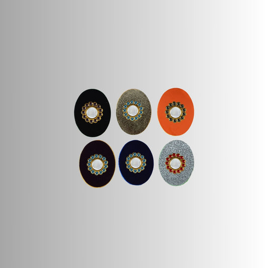 Multicolor  Kundun Stud Acrylic  Brooch Pack Of -6 (skubro2899)