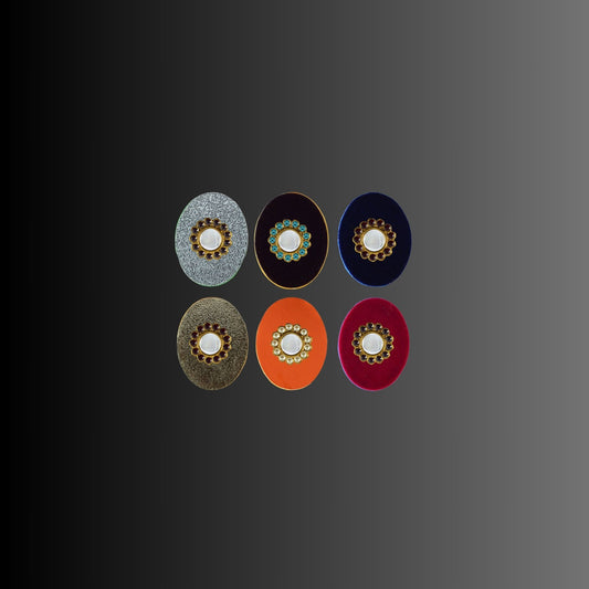 Multicolor  Kundun Stud Acrylic  Brooch Pack Of -6 (skubro2900)