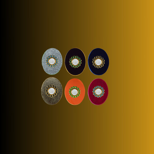 Multicolor  Kundun Stud Acrylic  Brooch Pack Of -6 (skubro2902)