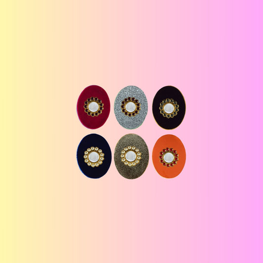 Multicolor  Kundun Stud Acrylic  Brooch Pack Of -6 (skubro2903)