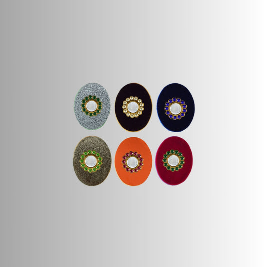 Multicolor  Kundun Stud Acrylic  Brooch Pack Of -6 (skubro2904)