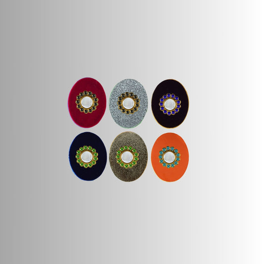 Multicolor  Kundun Stud Acrylic  Brooch Pack Of -6 (skubro2905)