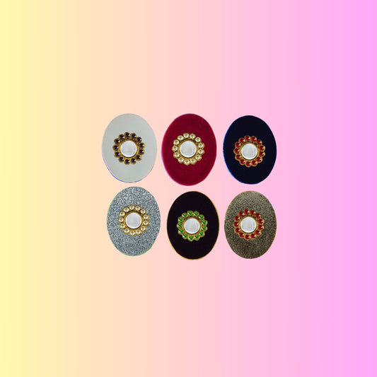 Multicolor  Kundun Stud Acrylic  Brooch Pack Of -6 (skubro2906)