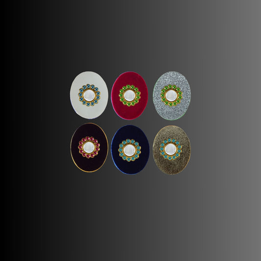 Multicolor  Kundun Stud Acrylic  Brooch Pack Of -6 (skubro2908)