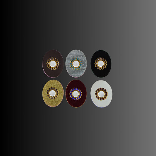 Multicolor  Kundun Stud Acrylic  Brooch Pack Of -6 (skubro2909)