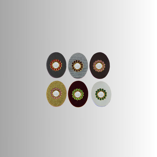 Multicolor  Kundun Stud Acrylic  Brooch Pack Of -6 (skubro2910)