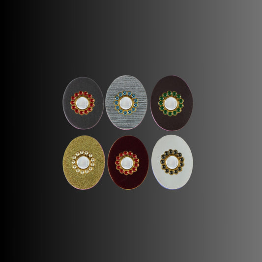 Multicolor  Kundun Stud Acrylic  Brooch Pack Of -6 (skubro2911)