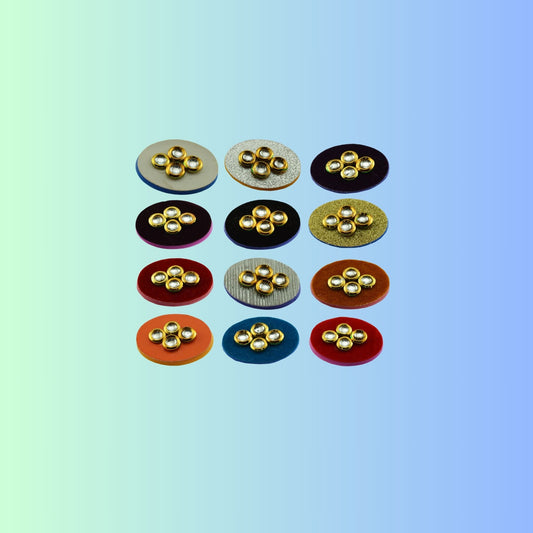 Multicolor  Kundun Stud Acrylic  Brooch Pack Of -12 (skubro2914)