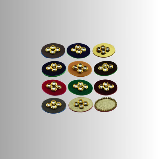 Multicolor  Kundun Stud Acrylic  Brooch Pack Of -12 (skubro2915)