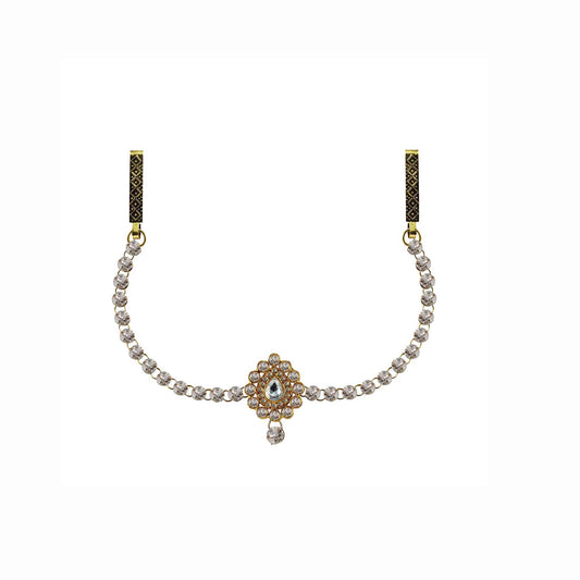 White Stone Stud-Gold Platted Brass  Waist Belt Pack Of-1 (sku-bro322)