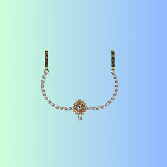 White Stone Stud-Gold Platted Brass  Waist Belt Pack Of-1 (sku-bro322)