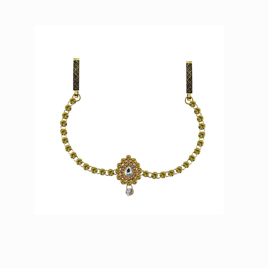 Yellow Stone Stud-Gold Platted Brass  Waist Belt Pack Of-1 (sku-bro327)