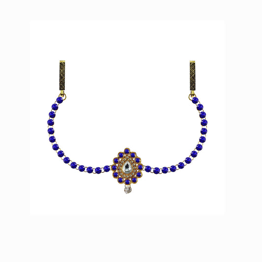 Blue Stone Stud-Gold Platted Brass  Waist Belt Pack Of-1 (sku-bro337)