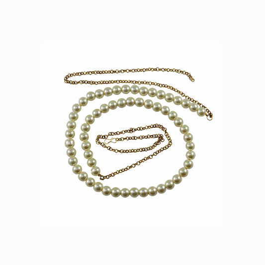 White Moti-Gold Platted Brass  Waist Belt Pack Of-1 (sku-bro526)