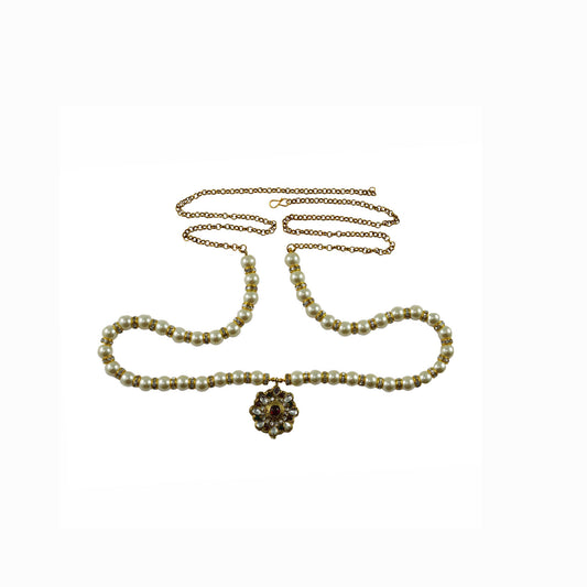 White Stone Stud-Gold Platted Brass  Waist Belt Pack Of-1 (sku-bro527)