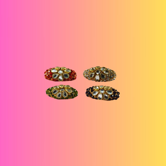 Multi Stone Stud-Handmade Acrylic Brooch  Pack Of -4 (skubro692)