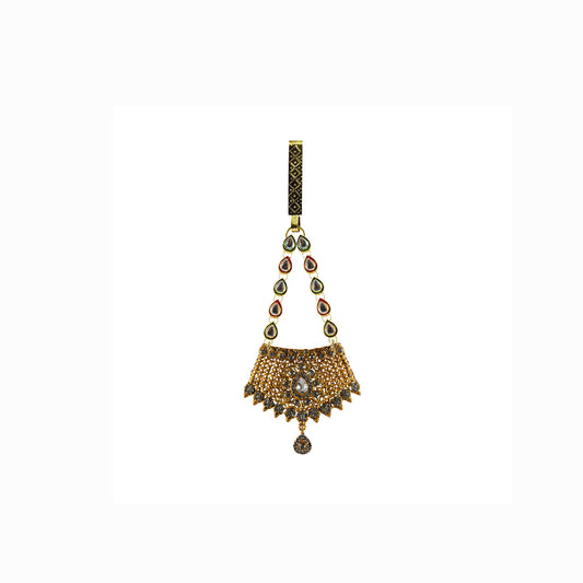 Golden Stone Stud-Gold Platted Brass  Key chain Pack Of-1 (sku-bro749)
