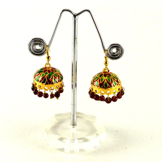 Multi Stone Stud-Gold Platted Brass Jhumki Pack Of-2 (sku-ear199)